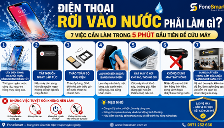 Điện thoại rơi vào nước phải làm gì? 7 việc cần làm trong 5 phút đầu tiên để cứu máy