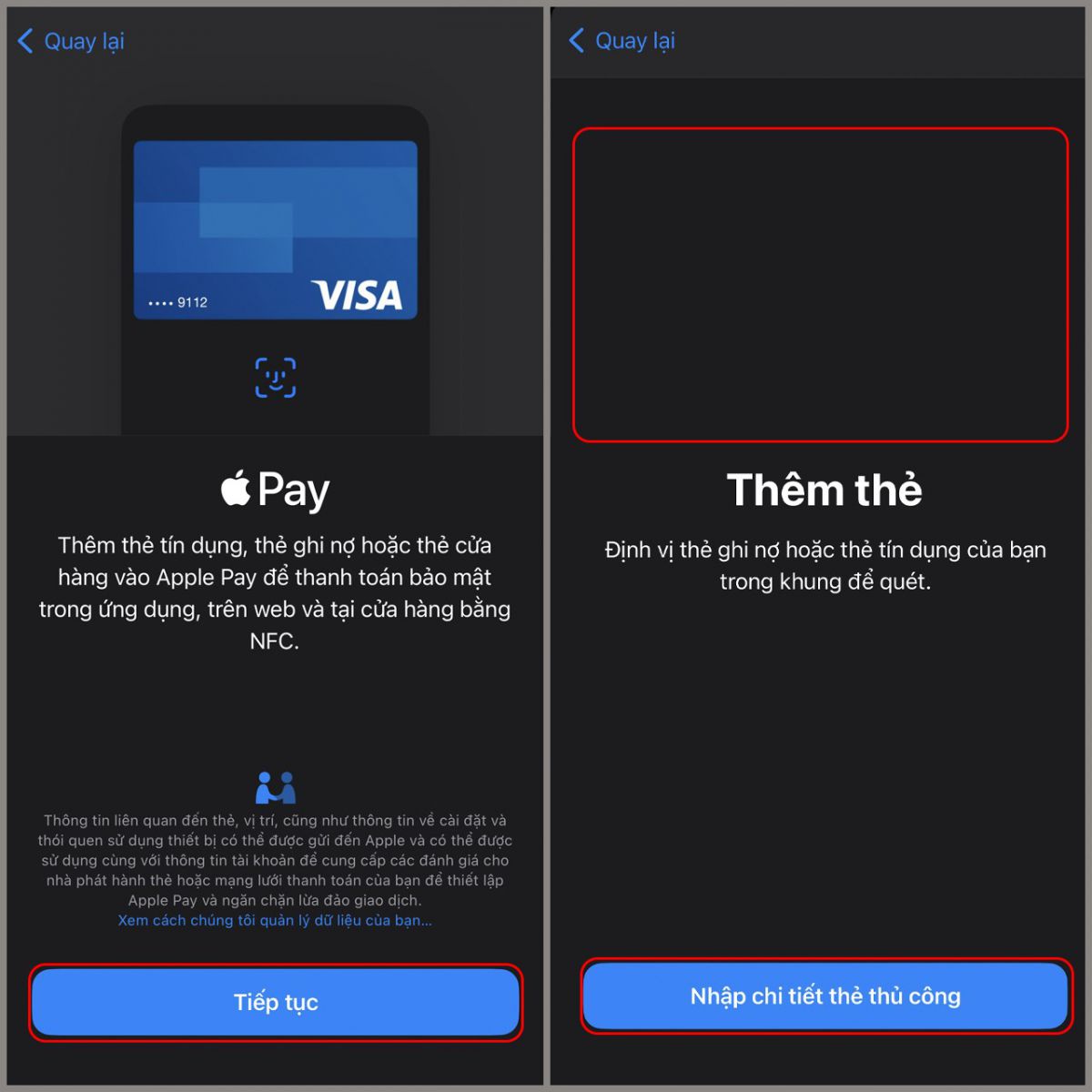 Cách thêm thẻ vào ví Apple Pay