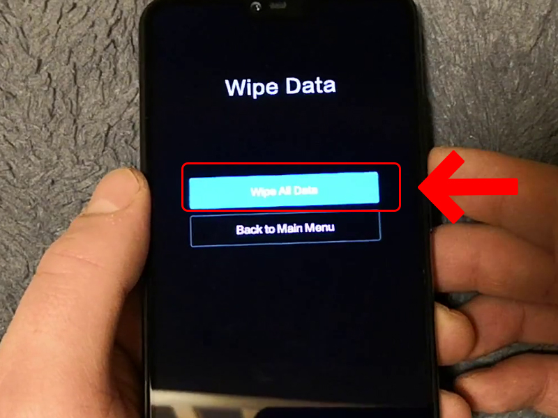 Chọn vào Wipe All Data