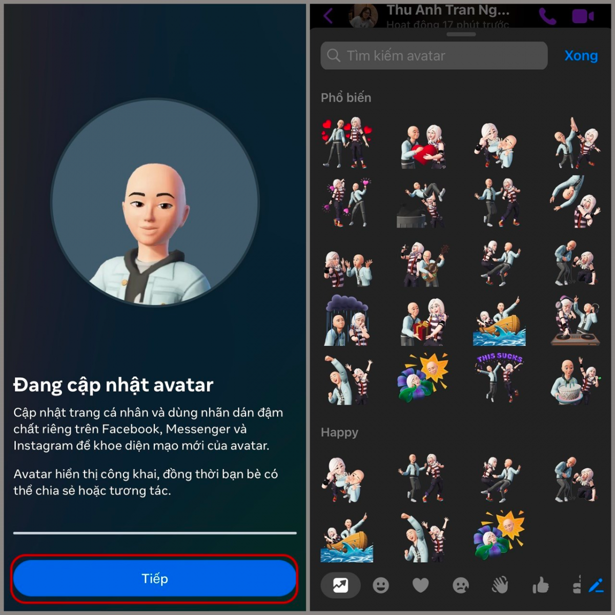 Cách tạo avatar trên Messenger