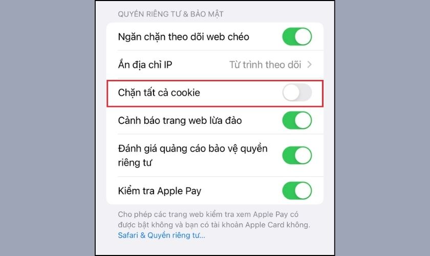 Hướng dẫn cách bật cookie trên iPhone đối với Safari